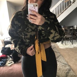 Missguided camo faux fur crop jacket